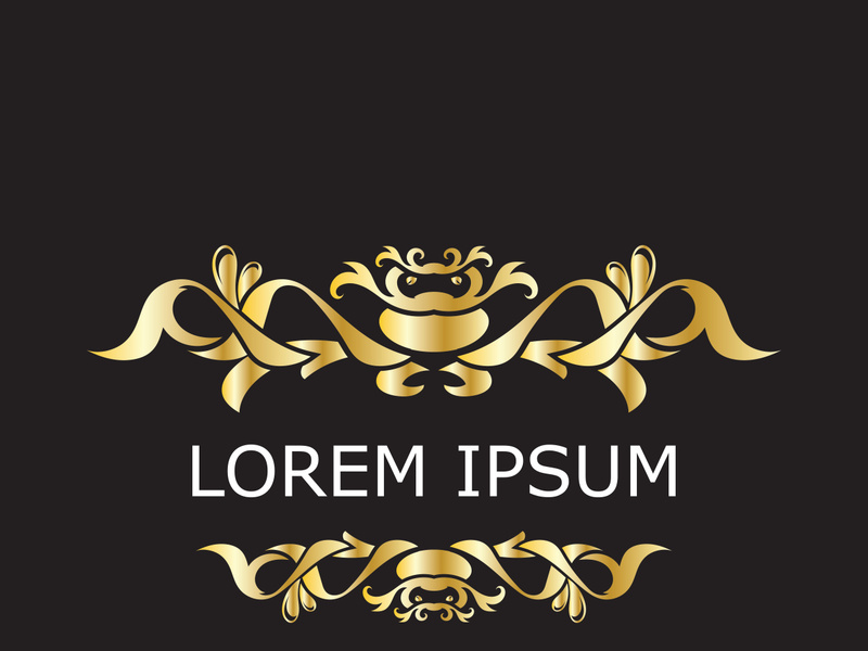 Gold luxury floral vintage monogram decorative logo template