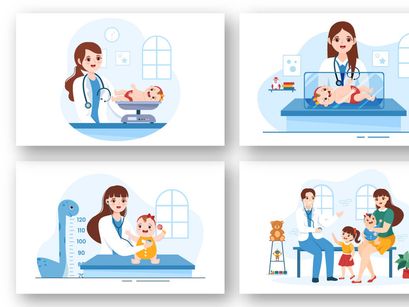 13 Pediatrician and Baby Illustration