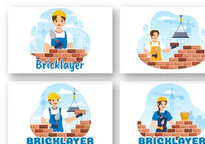 12 Bricklayer Worker Illustration