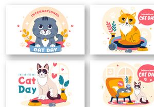 10 International Cat Day Illustration