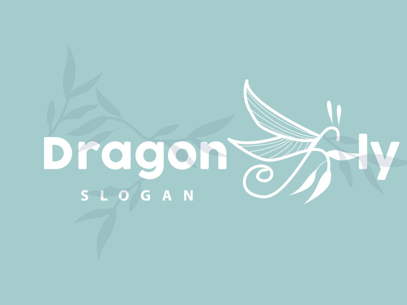 Dragonfly Logo, Flying Animal Vector, Simple Minimalist Design