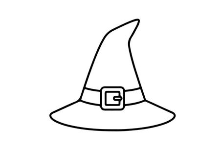 Witch hat line icon. Halloween costume accessory symbol for graphic design.