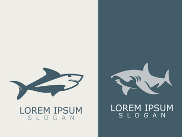 Shark Logo animal sea design icon vector silhouette template preview picture