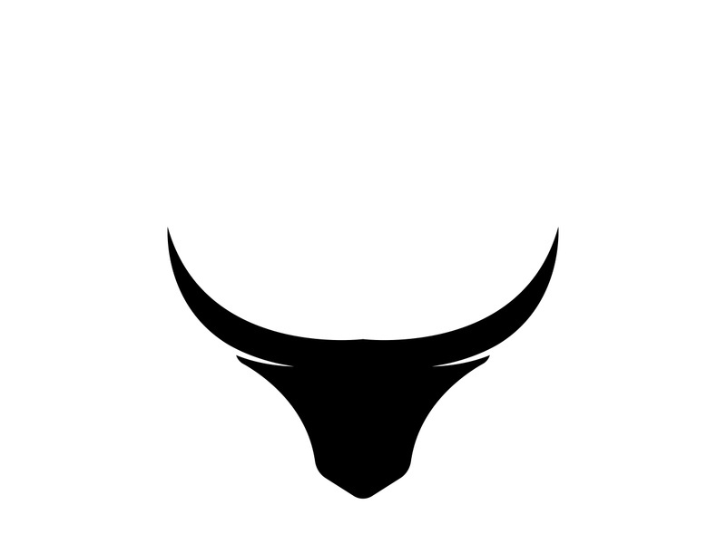 Retro vintage bull head horns logo design.