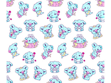 Cute koala kawaii color vector seamless pattern preview picture