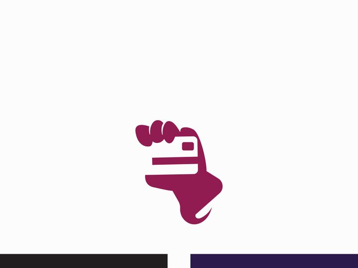 Hand holding credit card business icon image design