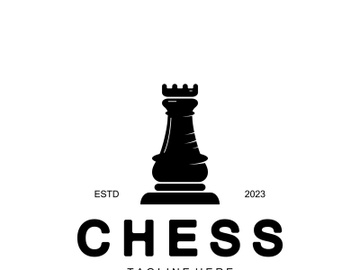 Chess strategy game logo with horse, king, pawn, minister and rook. Logo for chess tournament, chess team, chess championship, chess game application. preview picture