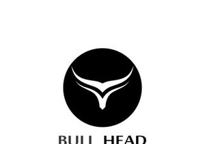 Retro vintage bull head horns logo.