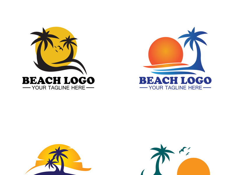 Beach logo design Vector template