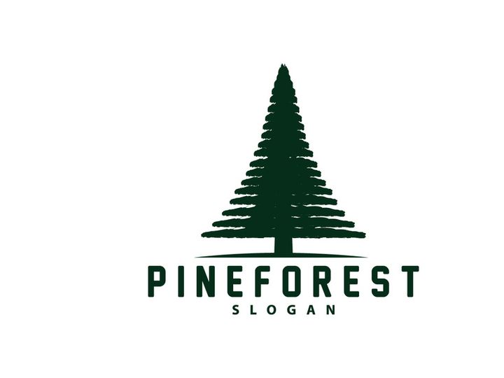 Forest Logo, Vector Forest Wood With Pine Trees Design