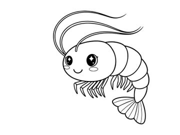 Cute cartoon shrimp smiling vector illustration flat design preview picture
