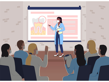Seminar on dentistry flat color vector illustration preview picture