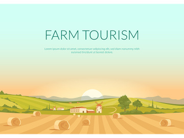 Farm tourism poster flat vector template preview picture