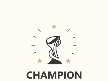 Modern trophy line art logo winner and championship cup design, minimalist simple element preview picture