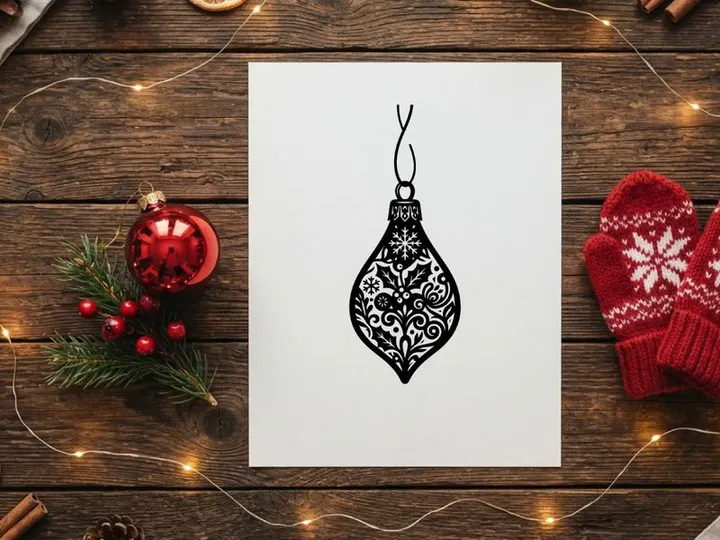 Hiasan Natal elegan dengan desain filigree hitam rumit