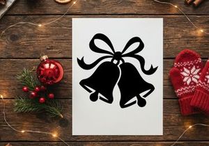 Black Christmas Bell Silhouette for Holiday Decorations and Greetings