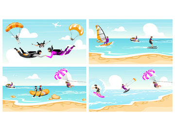 Extreme sport flat vector illustrations set preview picture