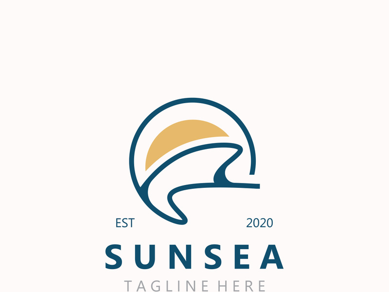 Sun sea Logo design creative premium sun beach logo icon vector template