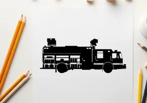 Fire truck silhouette emergency response vehicle