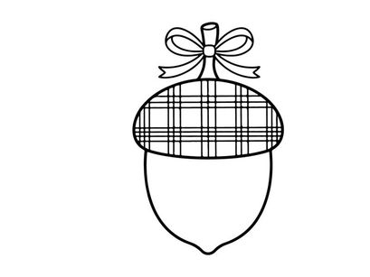 Cute Christmas ornament hanging on a string. Festive holiday decoration with a plaid pattern and bow, ideal for seasonal marketing and greeting cards.