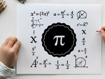 math equations and pi symbol flat design vector illustration