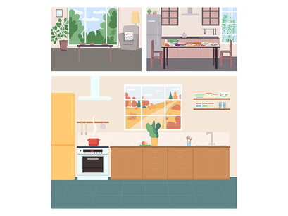 Home interior illustrations bundle