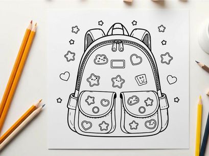 Cute school backpack with emoji faces vector illustration
