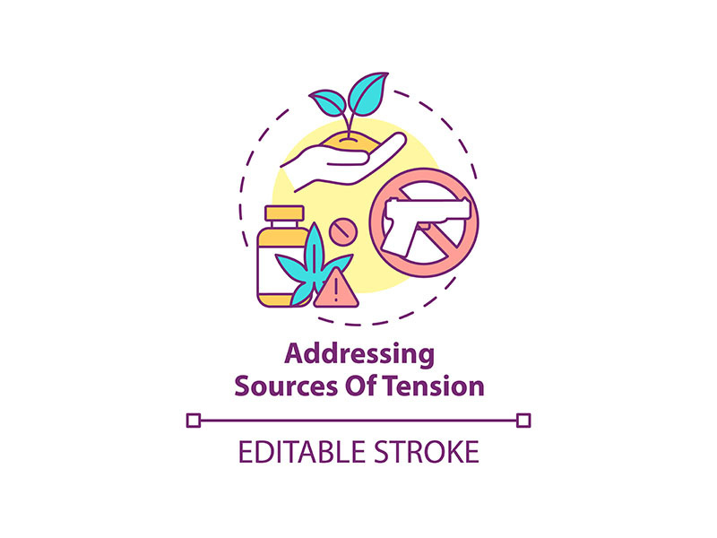 Addressing sources of tension concept icon