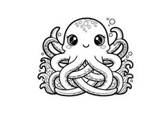 Cute cartoon octopus holding ring vector illustration