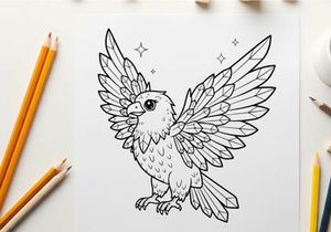 White eagle flying with crystal wings vector illustration