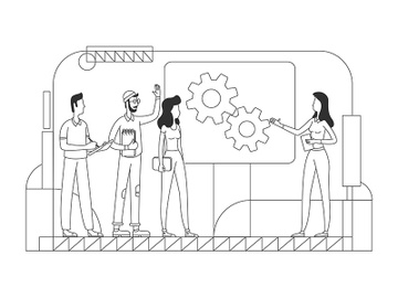 Corporate brainstorming thin line vector illustration preview picture
