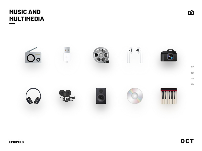 Music and Multimedia Realistic Icons