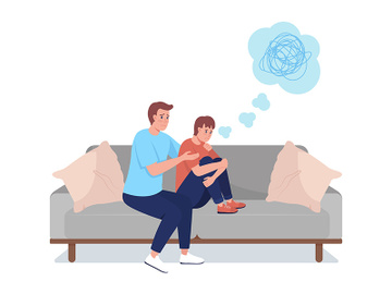 Father counseling son semi flat color vector character preview picture