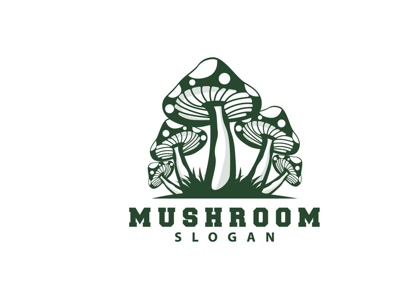 Mushroom Logo, Retro Minimalist Design