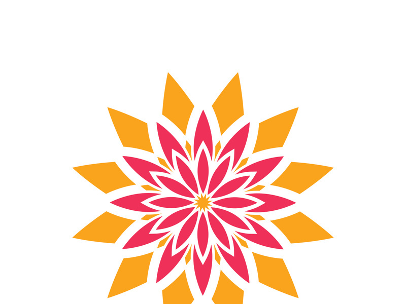 Traditional Asian colorful floral pattern Stained glass mosaic logo tile design inspiration