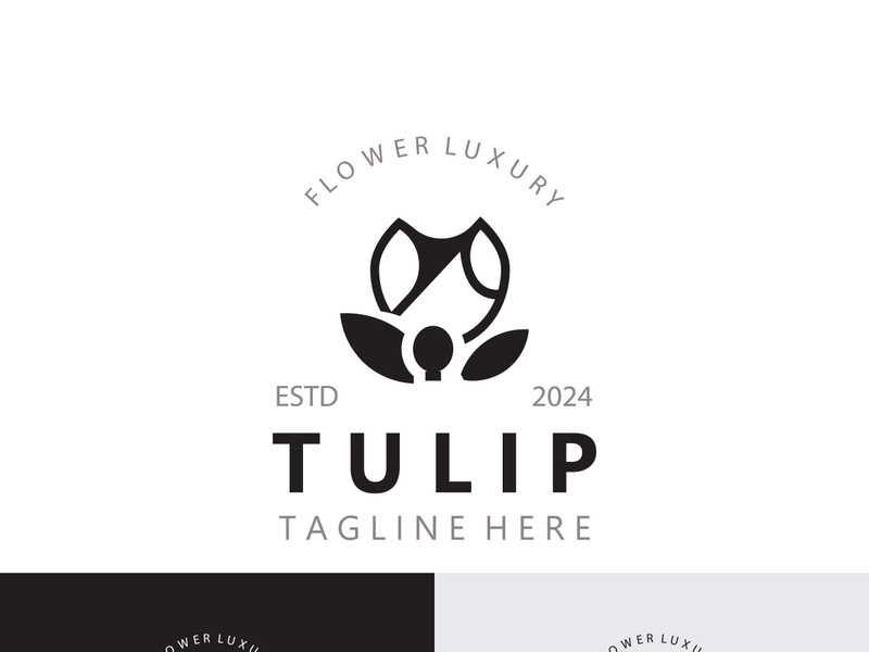 Tulip Flower bud logo with leaves design, suitable for fashion, beauty spa and boutique emblem business