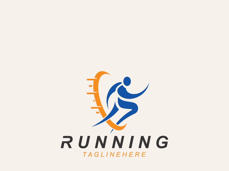 Running sport athlete logo design concept illustration template