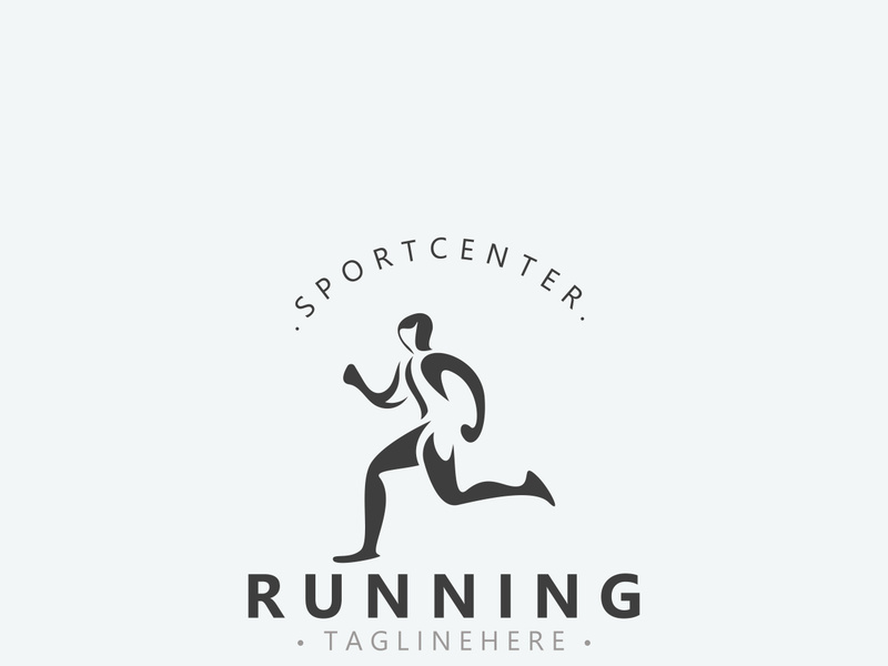 Running sport athlete logo design concept illustration template