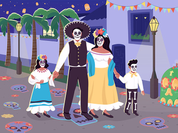 Carnival of dead flat color vector illustration preview picture
