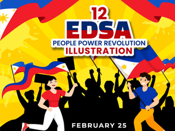 12 Edsa People Power Revolution Anniversary of Philippine Illustration preview picture