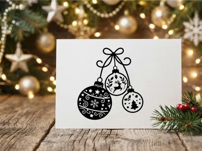 Christmas ornaments hanging on a string for holiday decoration