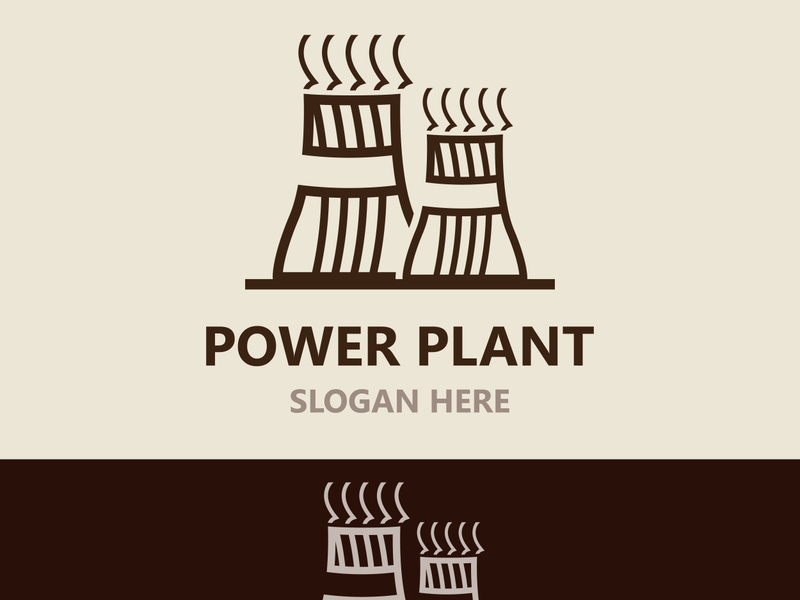 Power plant vector icon. Nuclear cooling Factory sign. Industry symbol. Simple isolated logo