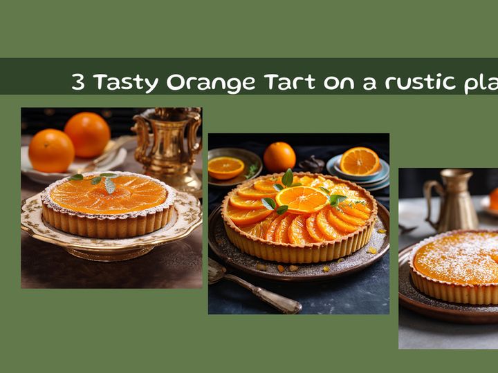 Tasty Orange Tart on a rustic plate