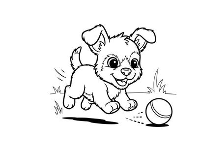 Cute puppy playing with soccer ball vector illustration