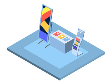 Trade showroom interior isometric vector illustration preview picture