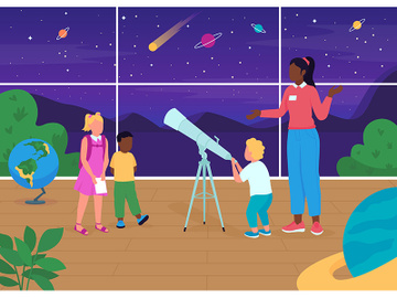 Astronomy lesson flat color vector illustration preview picture