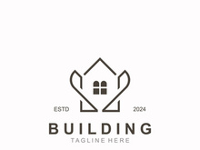 Building logo construction modern real estate symbol for architecture house and property design