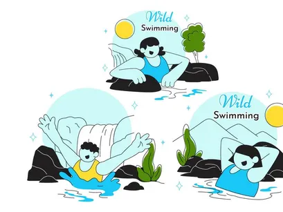 10 Wild Swimming Vector Illustration