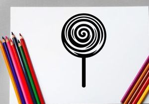 Black and White Spiral Lollipop on Stick for Candy and Confectionery Ads