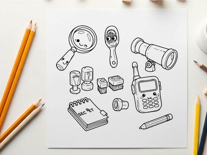 Espionage tools and secret investigation vector illustration